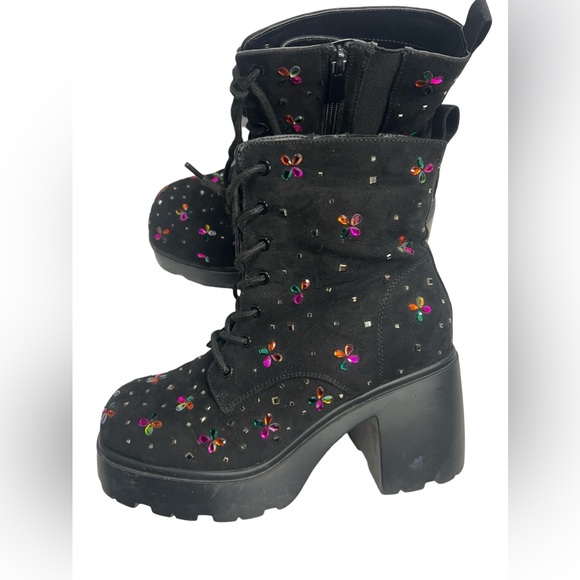 Torrid Betsey Johnson Micro Stones Heel Combat Boots size 10 (WW - WIDE WIDTH) - Picture 2 of 10